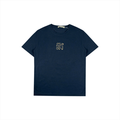 Áo Tshirt nam PAPKA 1076 màu xanh đen chất Cotton PC in chữ Im Feeling Good