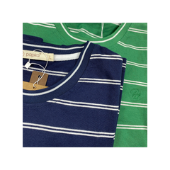Áo Tshirt nam Papka 1078 màu xanh đen sọc trắng trẻ trung và năng động