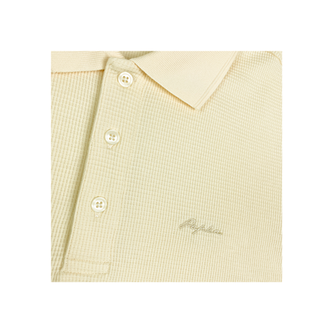 Áo polo nam PAPKA 1090 màu vàng kem chất cotton lưới thoáng mát đứng form thoải mái khi mặc