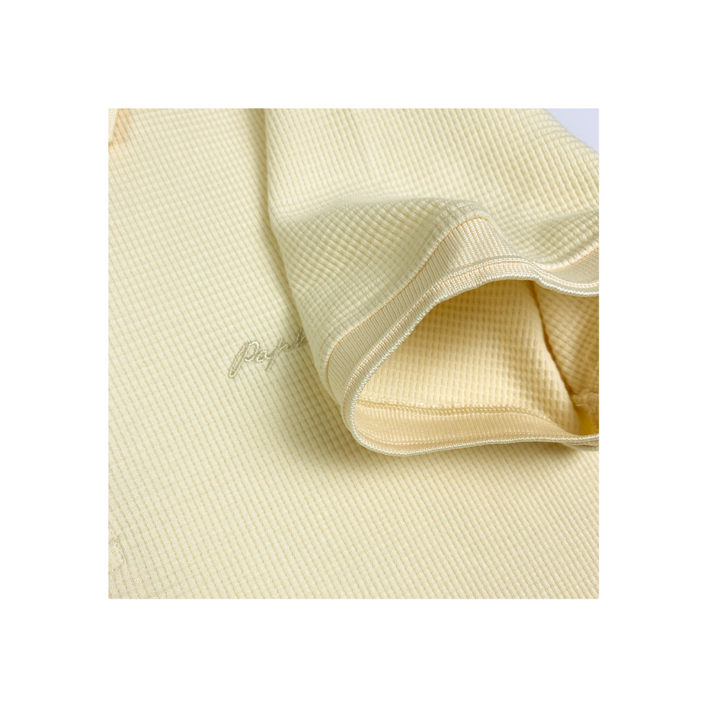 Áo polo nam PAPKA 1090 màu vàng kem chất cotton lưới thoáng mát đứng form thoải mái khi mặc