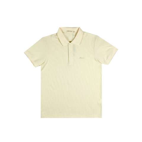 Áo polo nam PAPKA 1090 màu vàng kem chất cotton lưới thoáng mát đứng form thoải mái khi mặc