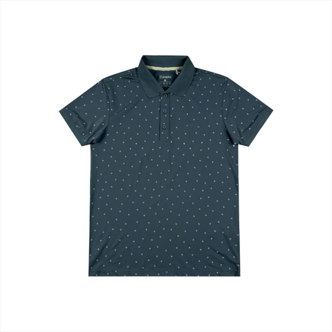 Áo polo nam PAPKA 1090 thun lạnh màu xanh nhớt in họa tiết thoáng mát năng động