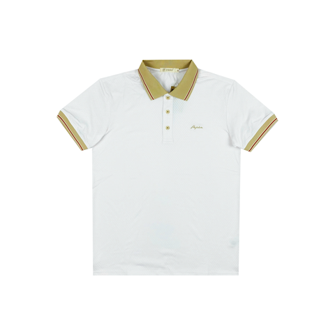 Áo polo nam PAPKA 1093 màu trắng vải lưới thể thao phối bo cổ