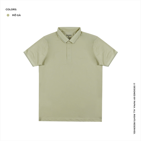 Áo polo nam PAPKA 1097 màu kem chất vải cotton Pique tổng hợp mỏng nhẹ thoáng mát