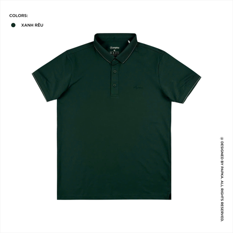 Áo polo nam PAPKA 1097 màu xanh rêu chất vải cotton Pique tổng hợp mỏng nhẹ thoáng mát
