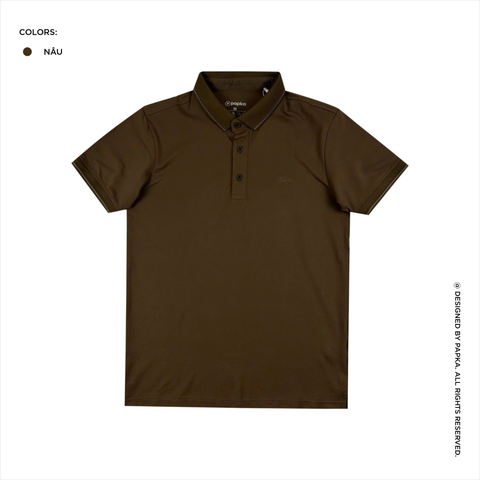 Áo polo nam PAPKA 1097 màu nâu chất vải cotton Pique tổng hợp mỏng nhẹ thoáng mát