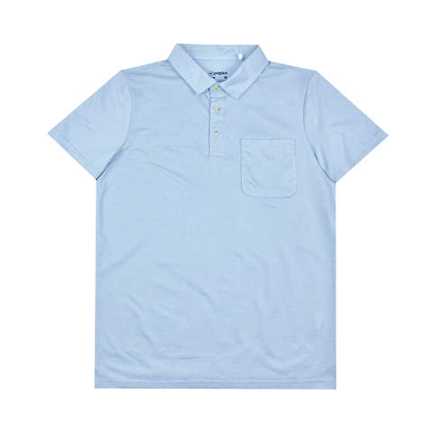 Áo Polo Nam PAPKA 1107 màu xanh có túi thêu lưới nhỏ form Slim Fit bền đẹp