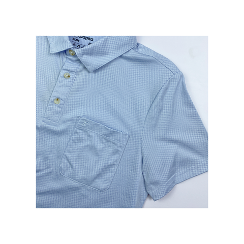 Áo Polo Nam PAPKA 1107 màu xanh có túi thêu lưới nhỏ form Slim Fit bền đẹp