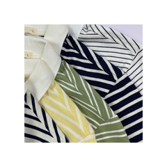 Áo polo nam PAPKA 1117 màu vàng sọc trắng chất Cotton 100% thấm hút và co dãn tốt