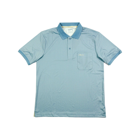 Áo polo nam cao cấp PAPKA 1118 chất thun lạnh màu xanh biển họa tiết kẻ ô phối túi trái thanh lịch