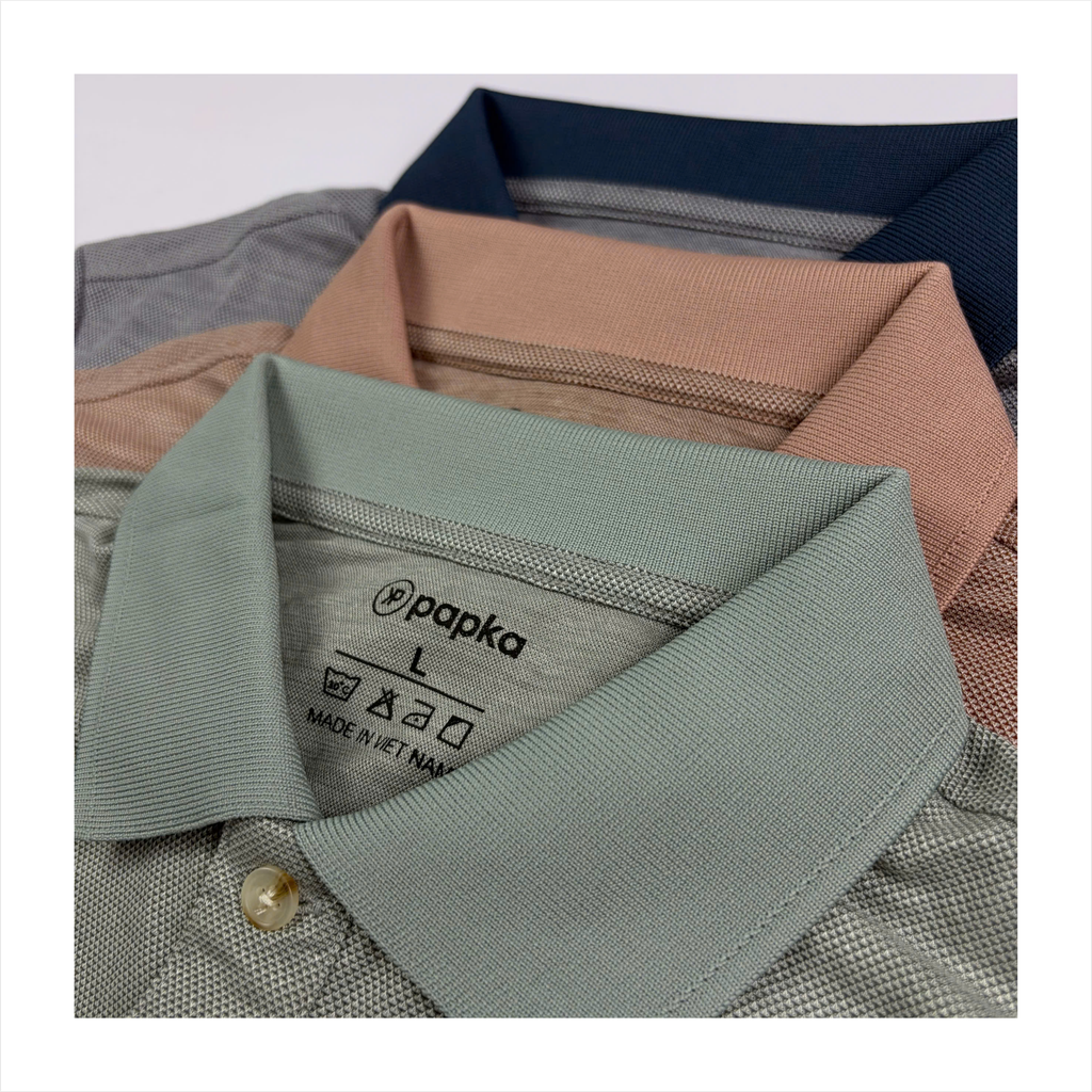 Polo nam PAPKA 1119 chất Cotton Pique dệt nổi màu cam gạch thoáng mát lịch lãm