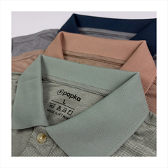 Polo nam PAPKA 1119 chất Cotton Pique dệt nổi màu cam gạch thoáng mát lịch lãm