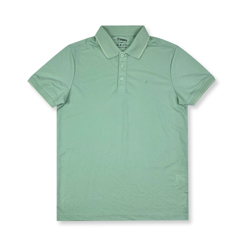 Áo thun Polo nam PAPKA 1120 màu xanh mint chất vải Pique pha Rayon mỏng nhẹ mát