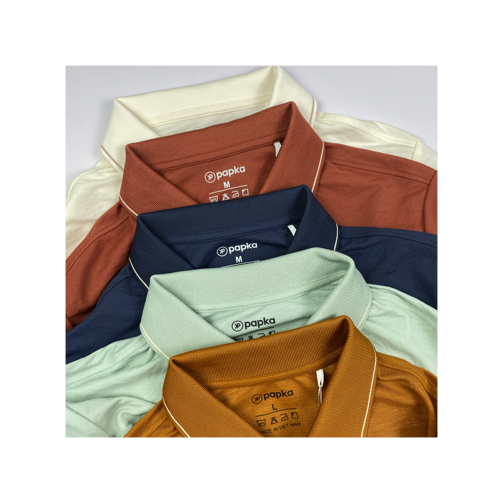 Áo thun Polo nam PAPKA 1120 màu xanh đen chất vải Pique pha Rayon mỏng nhẹ mát