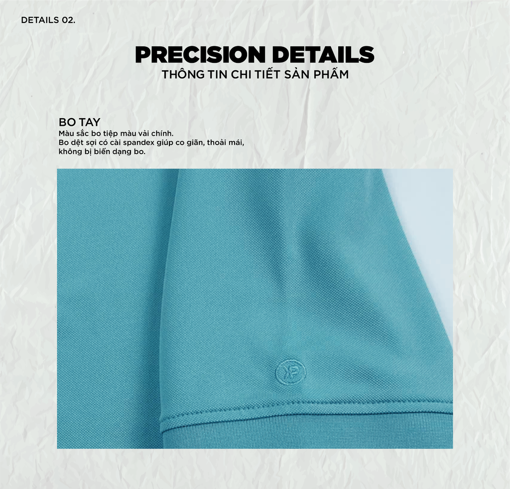 Áo polo nam PAPKA 1121 màu xanh ngọc phối bo trơn tổ ong, chất Poly Pique bền đẹp