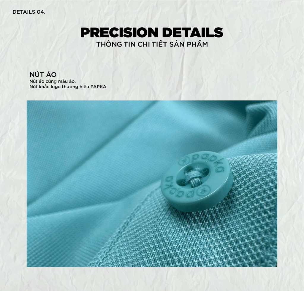 Áo polo nam PAPKA 1121 màu xanh ngọc phối bo trơn tổ ong, chất Poly Pique bền đẹp