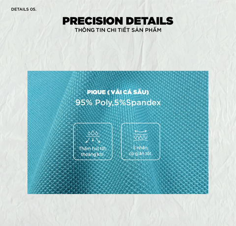 Áo polo nam PAPKA 1121 màu xanh ngọc phối bo trơn tổ ong, chất Poly Pique bền đẹp