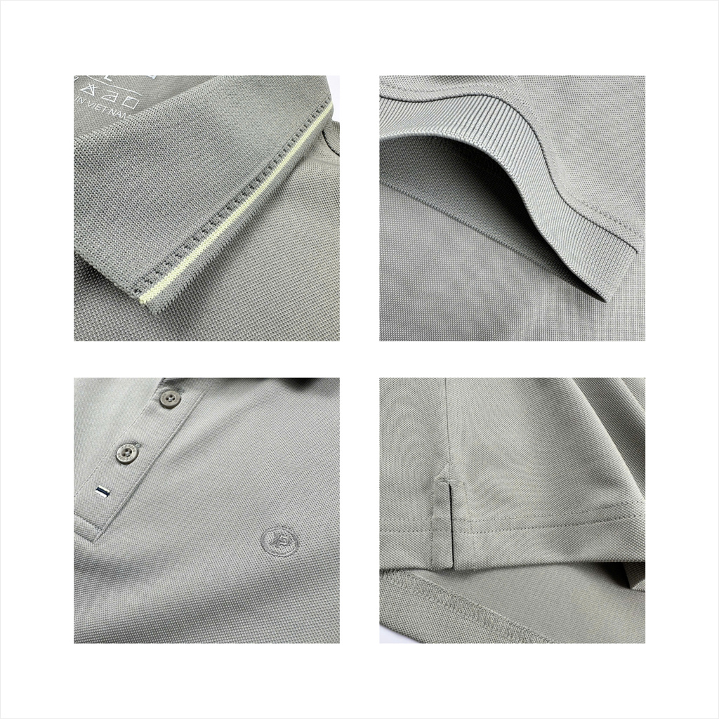 Áo polo nam cao cấp PAPKA 1121 màu trắng phối sọc nhuyễn bo cổ tạo điểm nhấn trẻ trung, chất Poly Pique co dãn và thấm hút tốt