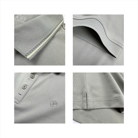 Áo polo nam cao cấp PAPKA 1121 màu trắng phối sọc nhuyễn bo cổ tạo điểm nhấn trẻ trung, chất Poly Pique co dãn và thấm hút tốt