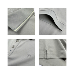 Áo polo nam cao cấp PAPKA 1121 màu xám phối sọc nhuyễn bo cổ tạo điểm nhấn trẻ trung, chất Poly Pique co dãn và thấm hút tốt