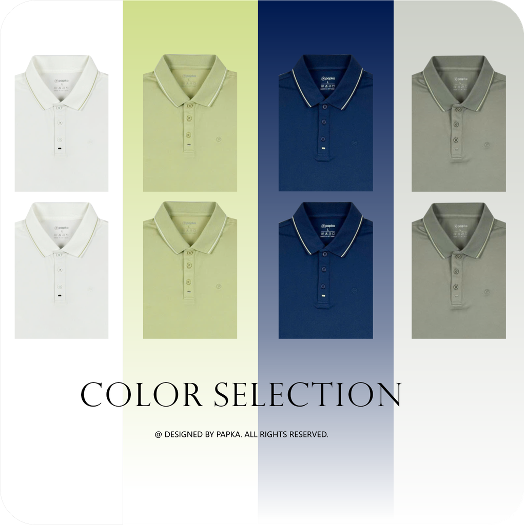 Áo polo nam cao cấp PAPKA 1121 màu xanh đen phối sọc nhuyễn bo cổ tạo điểm nhấn trẻ trung, chất Poly Pique co dãn và thấm hút tốt