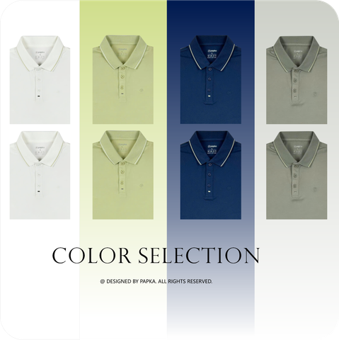 Áo polo nam cao cấp PAPKA 1121 màu xanh đen phối sọc nhuyễn bo cổ tạo điểm nhấn trẻ trung, chất Poly Pique co dãn và thấm hút tốt