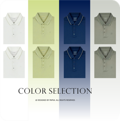 Áo polo nam cao cấp PAPKA 1121 màu trắng phối sọc nhuyễn bo cổ tạo điểm nhấn trẻ trung, chất Poly Pique co dãn và thấm hút tốt