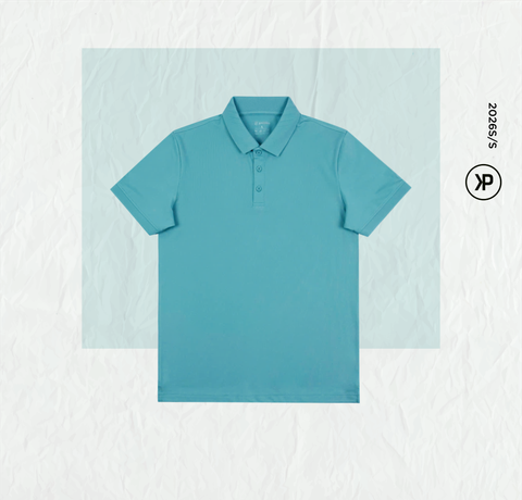 Áo polo nam PAPKA 1121 màu xanh ngọc phối bo trơn tổ ong, chất Poly Pique bền đẹp