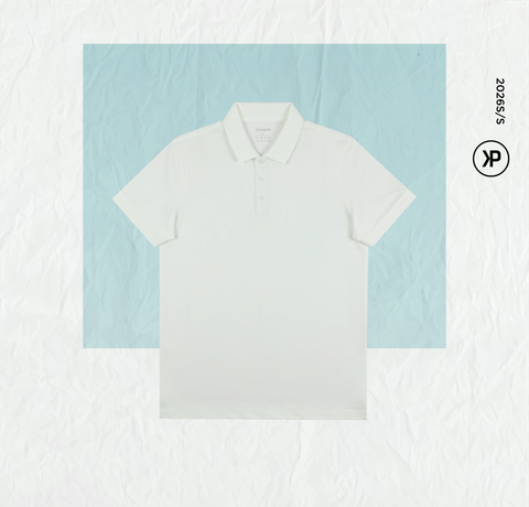 Áo polo nam PAPKA 1121 màu trắng phối bo trơn tổ ong, chất Poly Pique bền đẹp