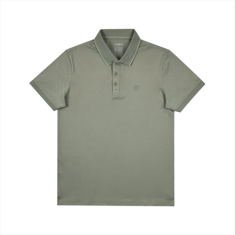 Áo polo nam cao cấp PAPKA 1121 màu xám phối sọc nhuyễn bo cổ tạo điểm nhấn trẻ trung, chất Poly Pique co dãn và thấm hút tốt