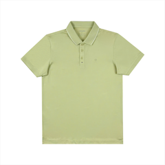 Áo polo nam cao cấp PAPKA 1121 màu xanh bơ phối sọc nhuyễn bo cổ tạo điểm nhấn trẻ trung, chất Poly Pique co dãn và thấm hút tốt