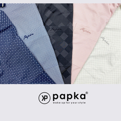 Áo polo nam Papka 1122 màu xanh đen monogram cổ điển, form Regular rộng rãi, phối bo cổ trắng trẻ trung hiện đại