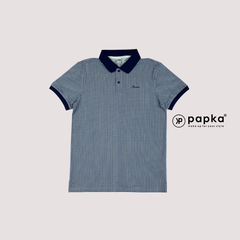 Áo polo nam Papka 1122 họa tiết Retro màu xanh dương, vừa cổ điển vừa trẻ trung.