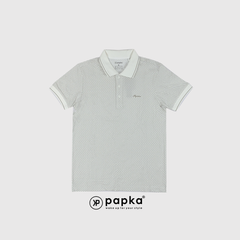 Áo polo nam Papka 1122 in họa tiết mắc xích Retro màu be.