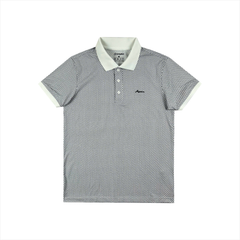 Áo polo nam PAPKA 1122 màu trắng kẻ họa tiết hình thoi màu đen tạo nét phá cách hiện đại