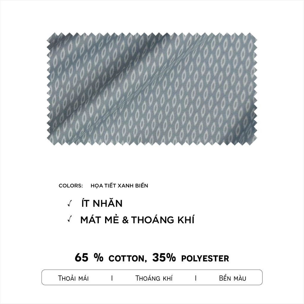 Áo polo nam PAPKA 1122 màu xanh biển kẻ họa tiết hình thoi màu trắng tạo nét phá cách hiện đại