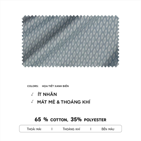 Áo polo nam PAPKA 1122 màu xanh biển kẻ họa tiết hình thoi màu trắng tạo nét phá cách hiện đại