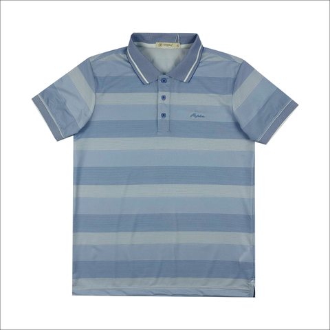 Áo polo nam Papka 1122 màu xanh biển form Regular rộng hơn với thiết kế sọc cổ điển và chất vải cotton pha siêu mát, siêu thoáng khí tạo cảm giác thoải mái khi mặc