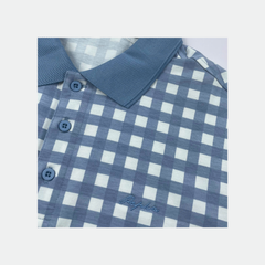 Áo polo nam Papka 1122 họa tiết Gingham màu xanh biển sâu mang hơi hướng cổ điển, sang trọng