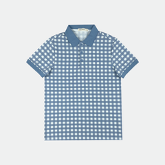 Áo polo nam Papka 1122 họa tiết Gingham màu xanh biển sâu mang hơi hướng cổ điển, sang trọng