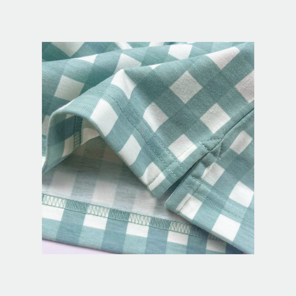 Áo polo nam Papka 1122 họa tiết Gingham màu xanh lá pastel nhẹ, trẻ trung, hiện đại