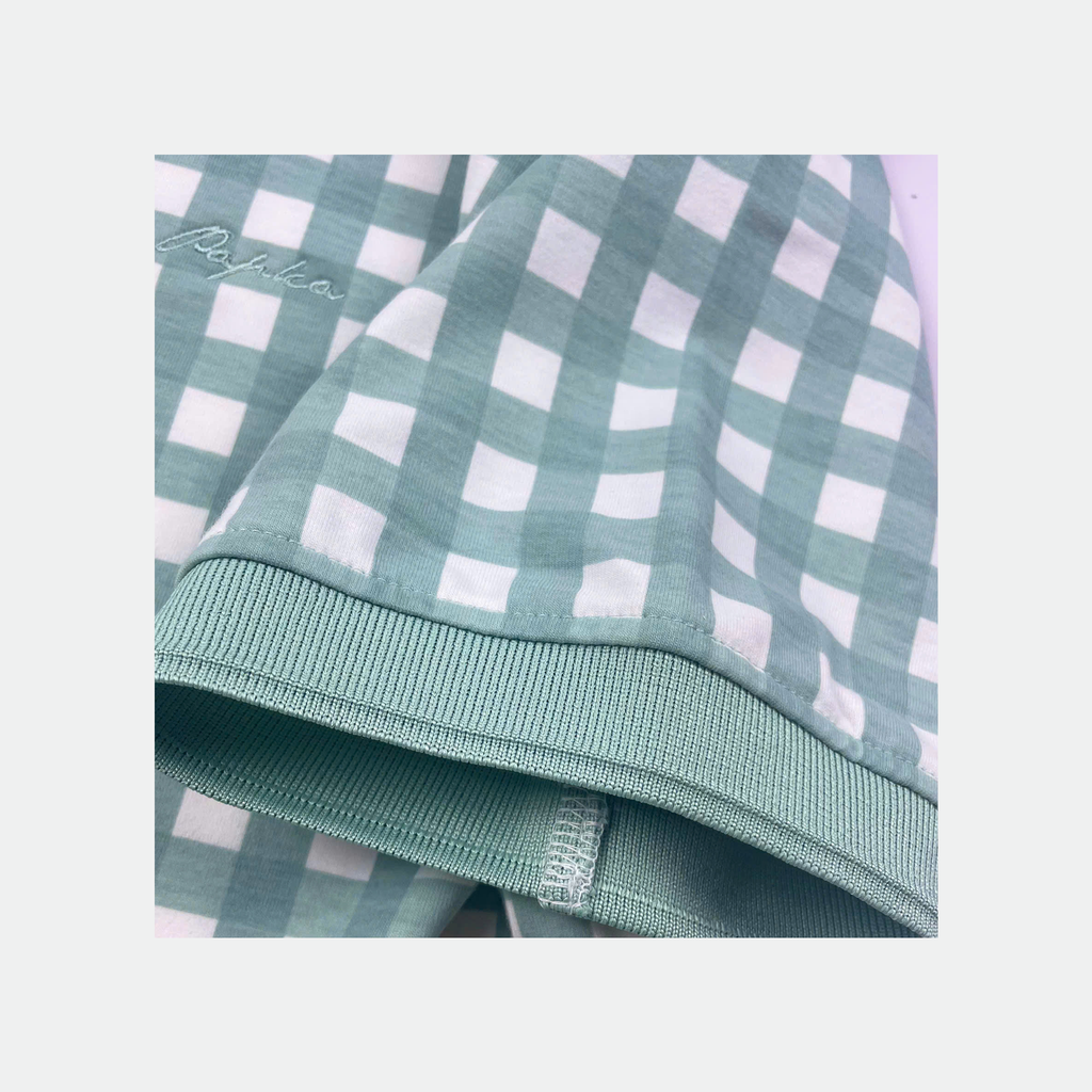 Áo polo nam Papka 1122 họa tiết Gingham màu xanh lá pastel nhẹ, trẻ trung, hiện đại