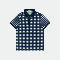 Áo polo nam Papka 1122 họa tiết Gingham màu xanh đen mạnh mẽ, dễ phối và phù hợp phong cách casual