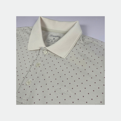 Áo polo nam Papka 1122 họa tiết chấm bi màu kem trung tính, họa tiết nhẹ nhàng, tạo vẻ tinh tế và dễ phối đồ