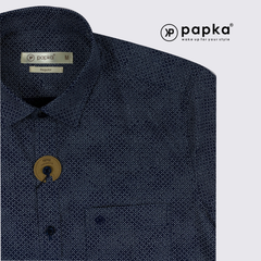 Áo sơ mi nam tay ngắn Papka có túi 1123 màu xám họa tiết monogram cổ điển, trẻ trung và lịch sự