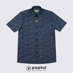 Áo sơ mi nam tay ngắn Papka có túi 1123 màu xám họa tiết monogram cổ điển, trẻ trung và lịch sự