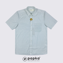 Áo sơ mi nam tay ngắn Papka có túi 1123 màu trắng chấm bi đen nhỏ cổ điển, trẻ trung và lịch sự