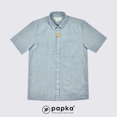 Áo sơ mi nam tay ngắn Papka có túi 1123 màu xám sọc cổ điển, trẻ trung và lịch sự