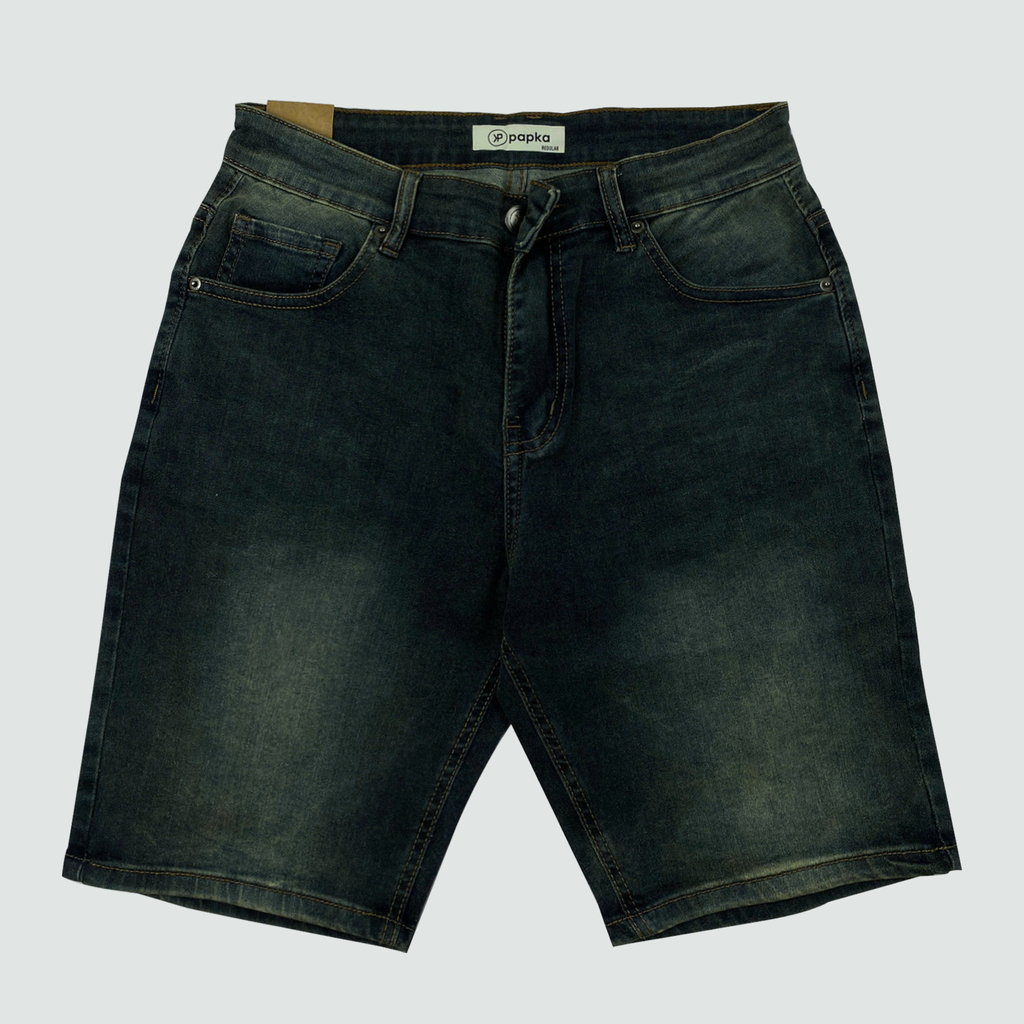 Quần short Jeans nam Papka 2014 màu xanh đậm wax form Regular rộng rãi co dãn tốt