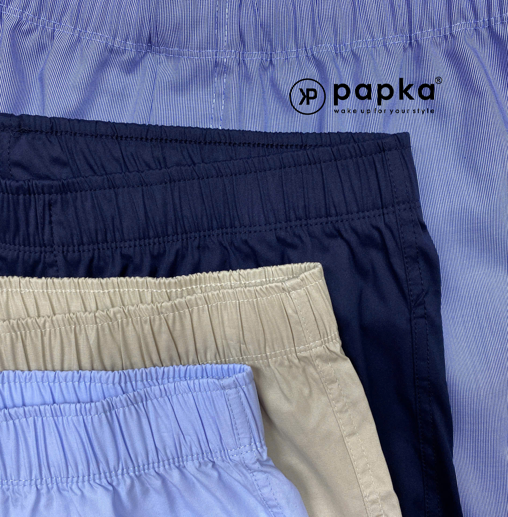 Quần boxer nam mặc nhà Papka 2015 màu kem trơn chất cotton pha spandex